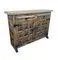 Spanish Rustic Sideboard with Hand-Carved Panels and Original Iron Hardware, 1960