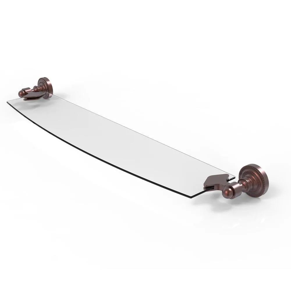 Allied Brass Dottingham 18" Antique Copper Glass Bathroom Shelf