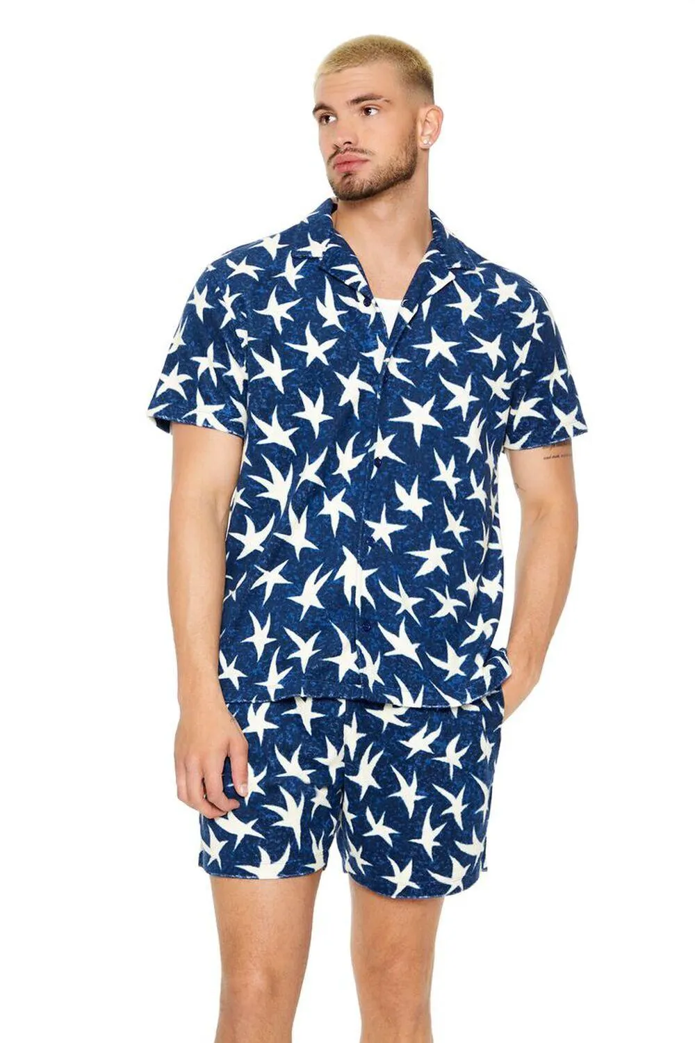 Star Print Button-Up Shirt