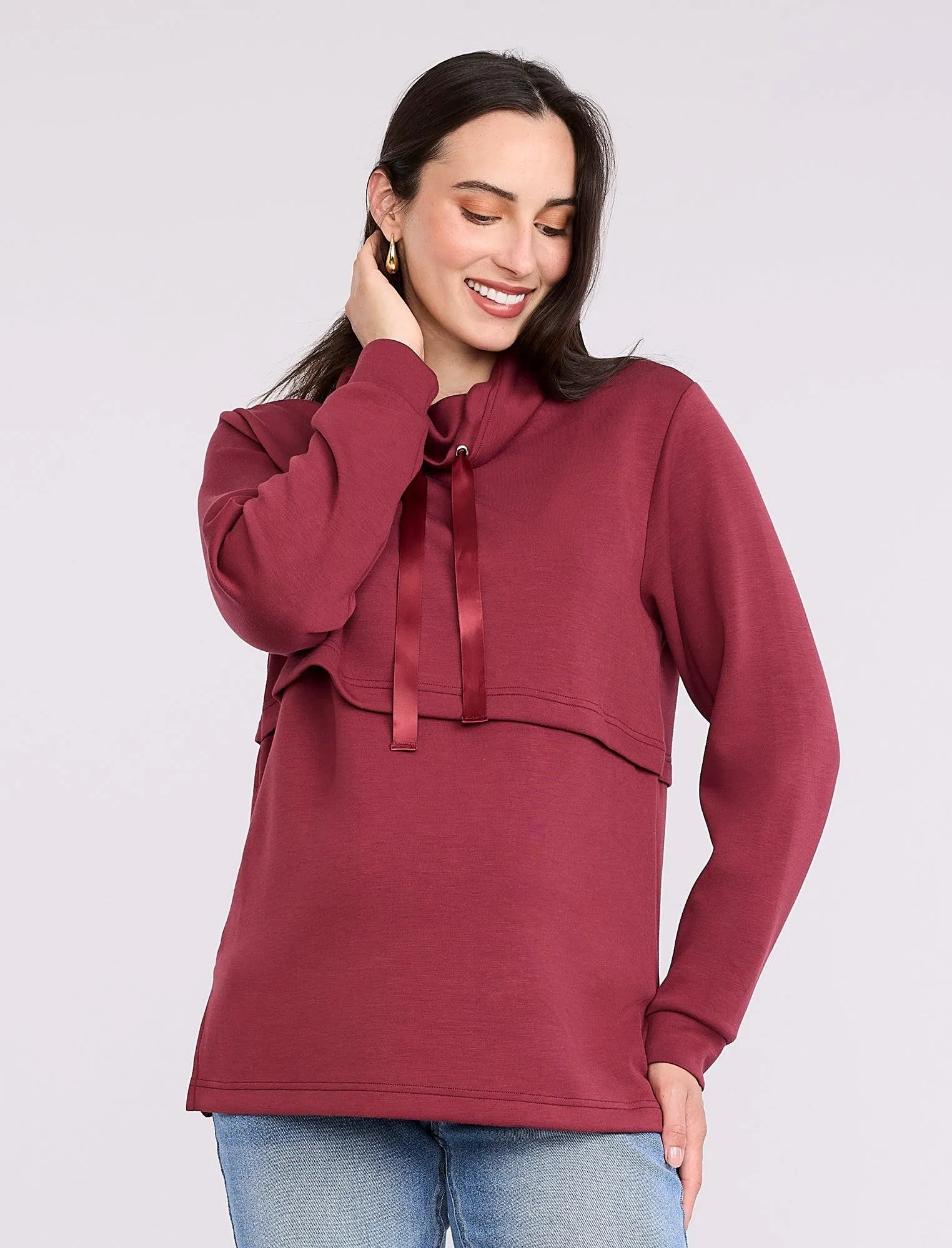Funnel Neck Nursing Sweatshirt