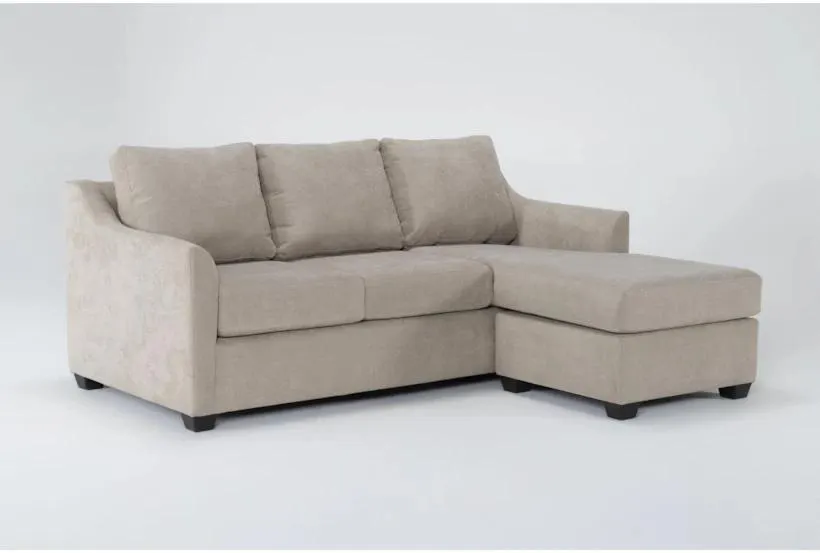 Porthos Cream Beige Fabric 80" Sofa with Reversible Chaise | Loose Reversible Back