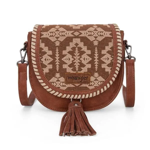 Denim Print Saddle Bag