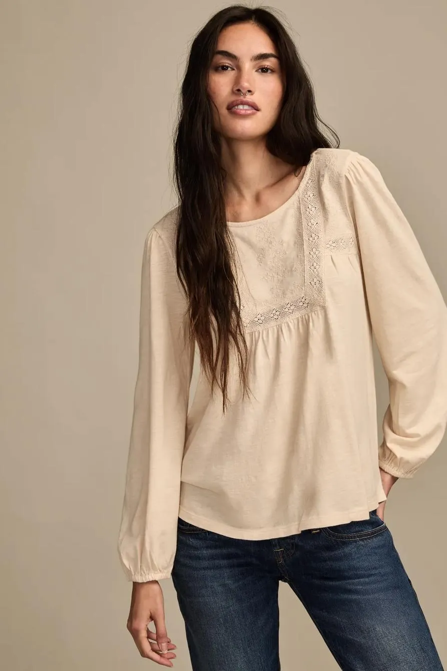 embroidered long sleeve top