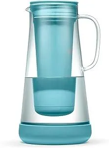 LifeStraw Home– Water Filter Pitcher, 7-Cup, Glass with Silicone Base, Juniper, for Everyday Protection Against Bacteria, Parasites, Microplastics, Lead, Mercury, PFAS and a Variety of Chemicals