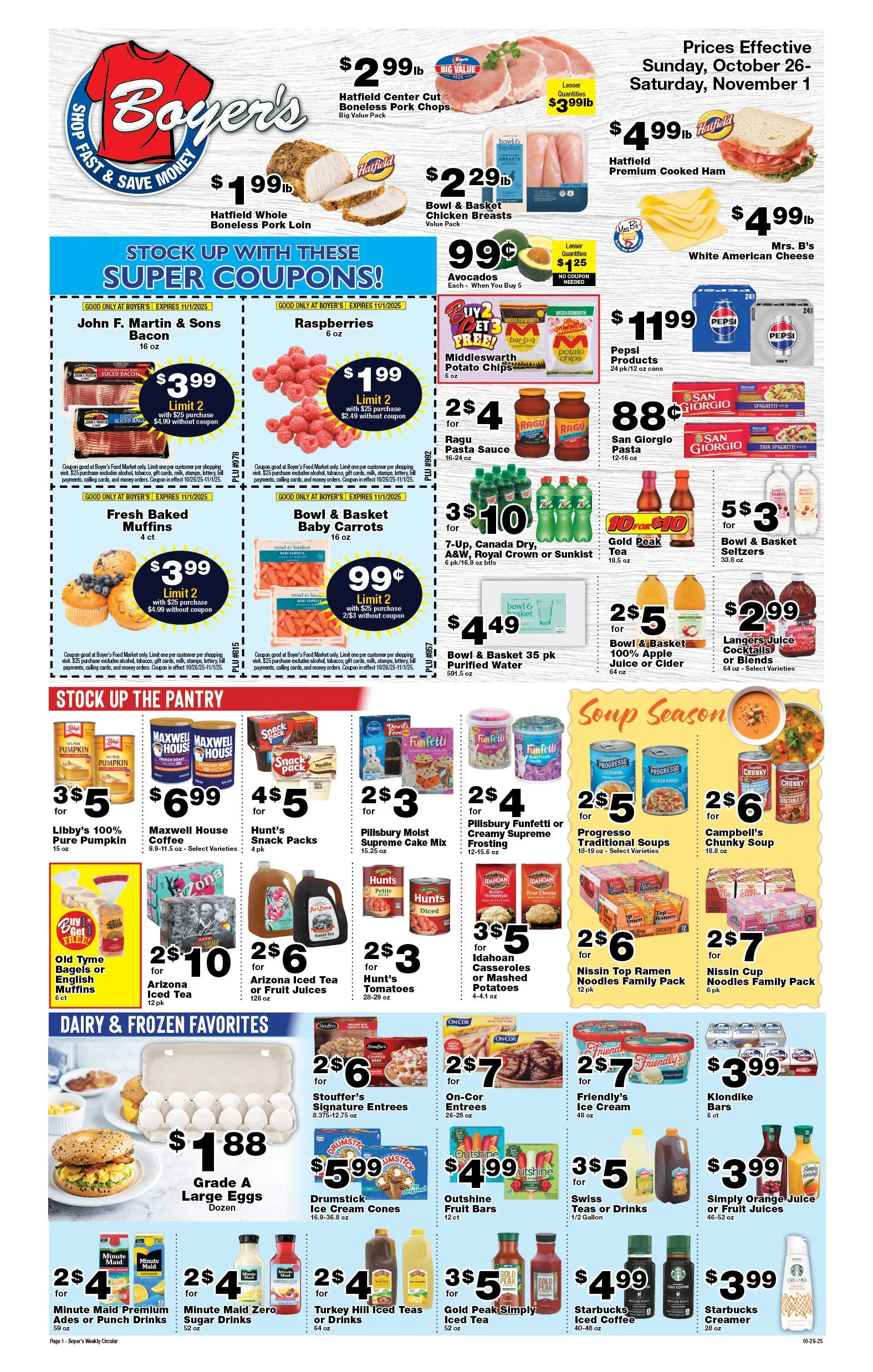 Weekly ad Boyer's Food Market Sales from October 26 to November 3 2025 - Page 1