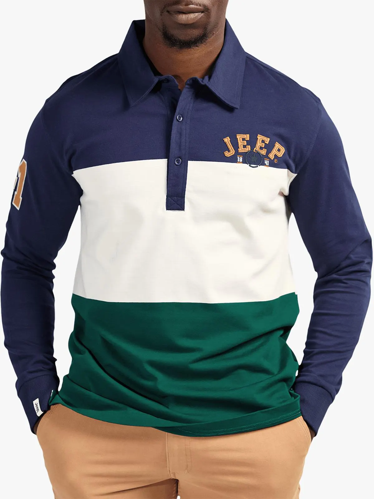 Men's Jeep Multi Yarndye Stripe Rugby Polo