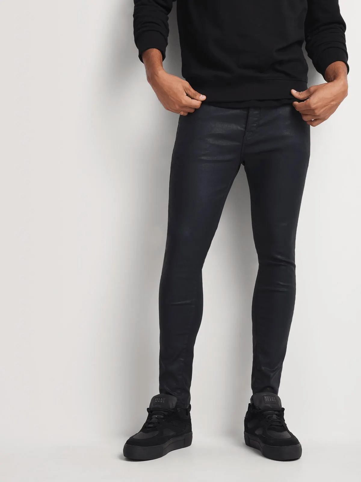 Men's Relay Jeans Super Skinny Dark Blue Coated Denim