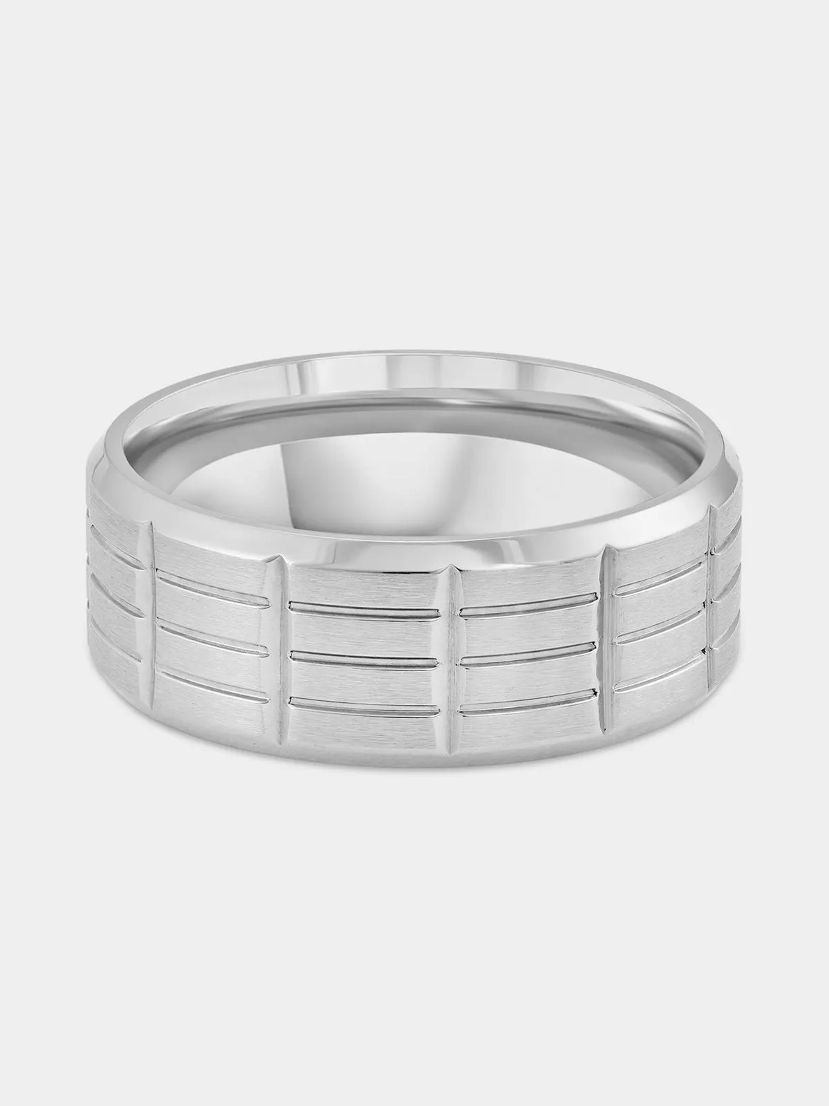 Stainless Steel Matte Horizontal Grooves Ring