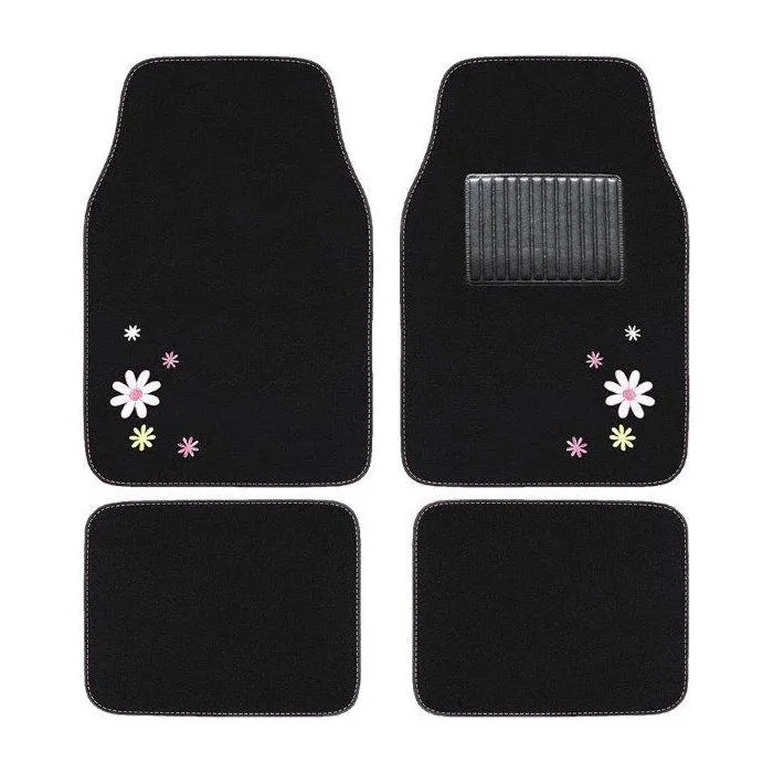 Autogear 4 Piece Floor Mat Set Floral Pattern