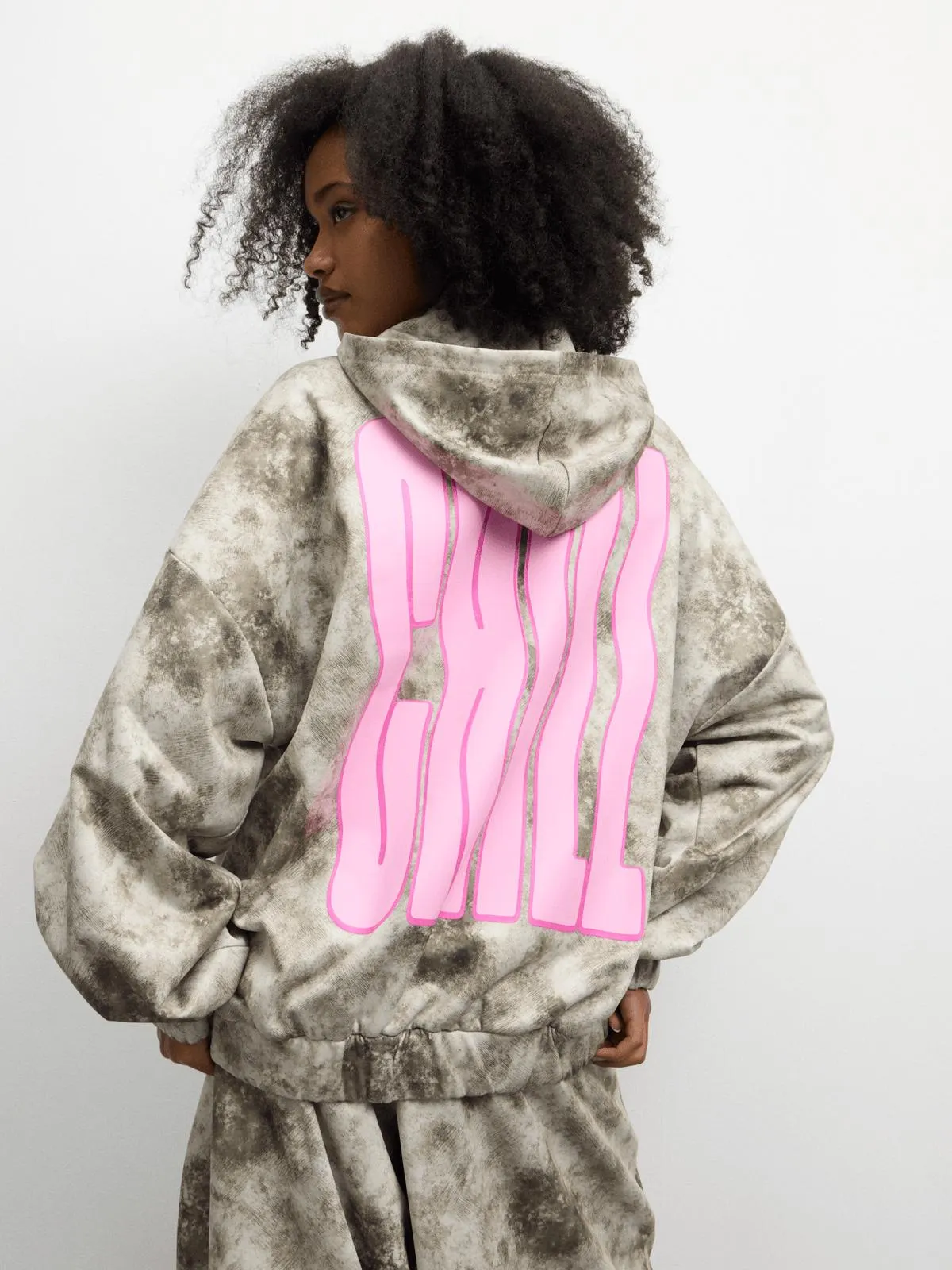 The FIX Unisex Camo Print Fleece Oversized Zip Hoodie