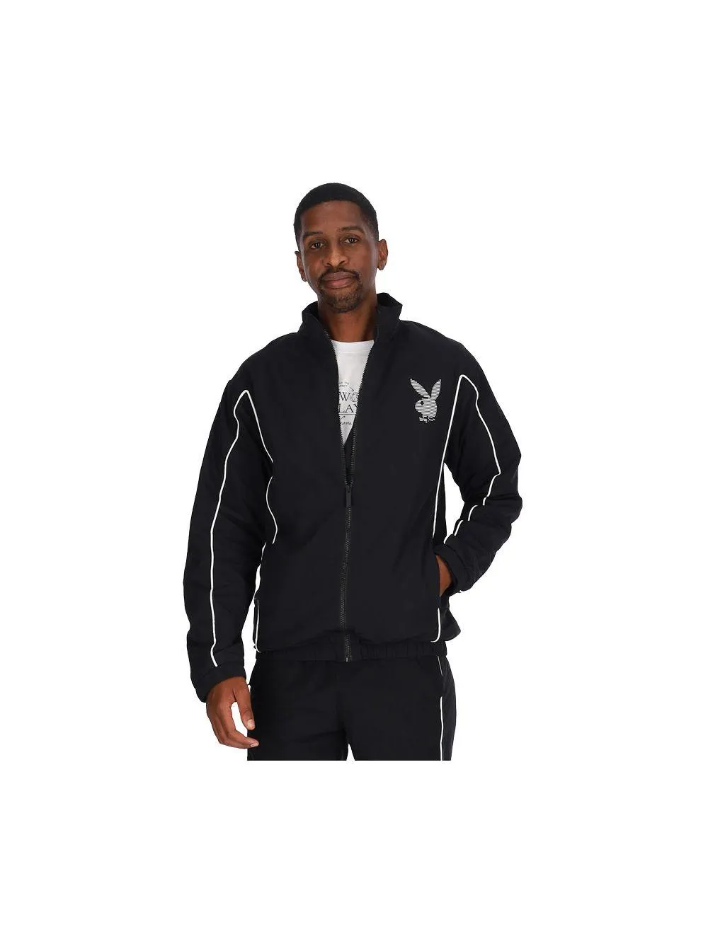 Playboy Rabbit Lines Mens Windbreaker Black