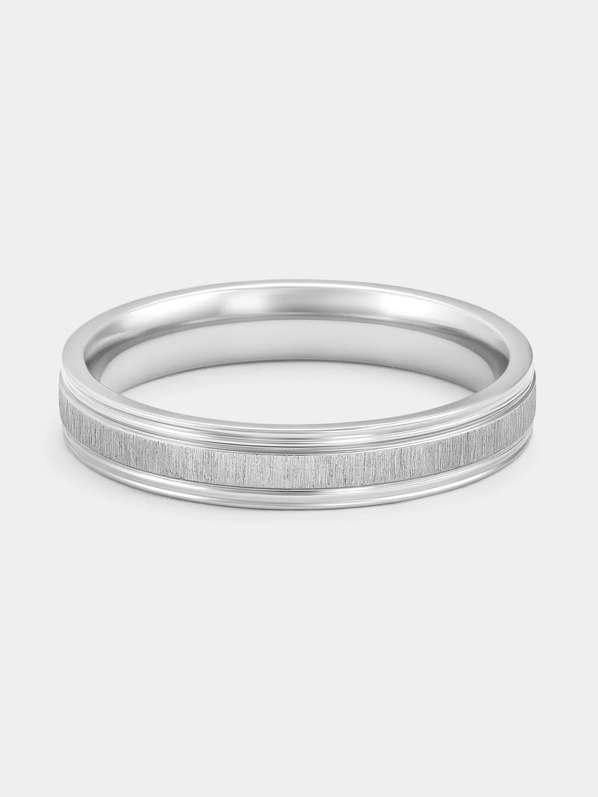 Stainless Steel Textured Centre Skinny Ring
