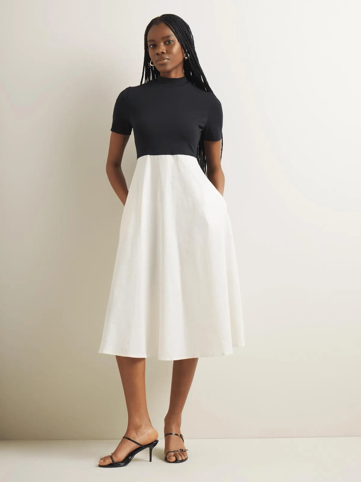 Women's Iconography Knit Woven Combo Dress