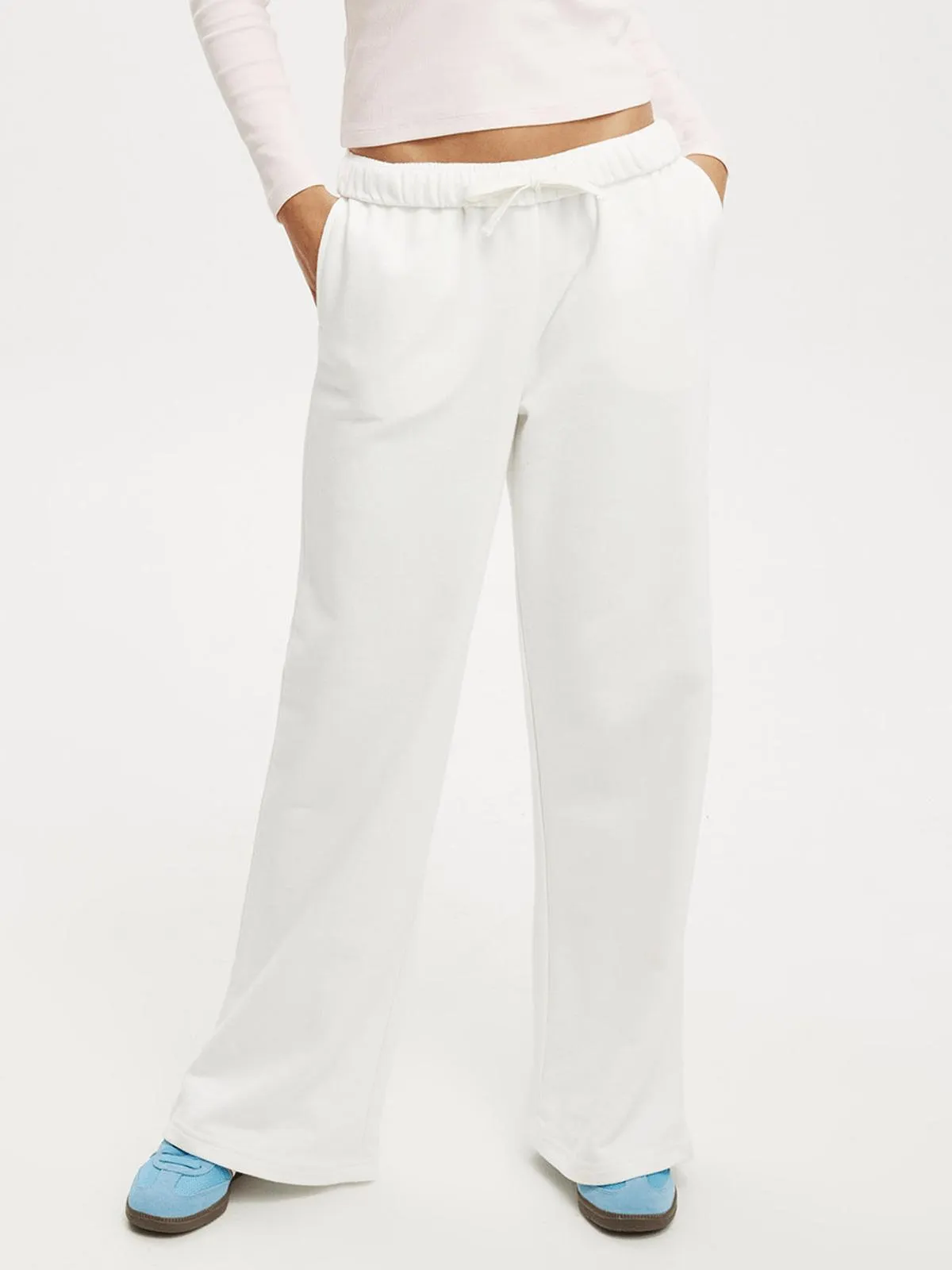 Women's Cotton On White Classic Fleece Wide Leg Sweatpants
