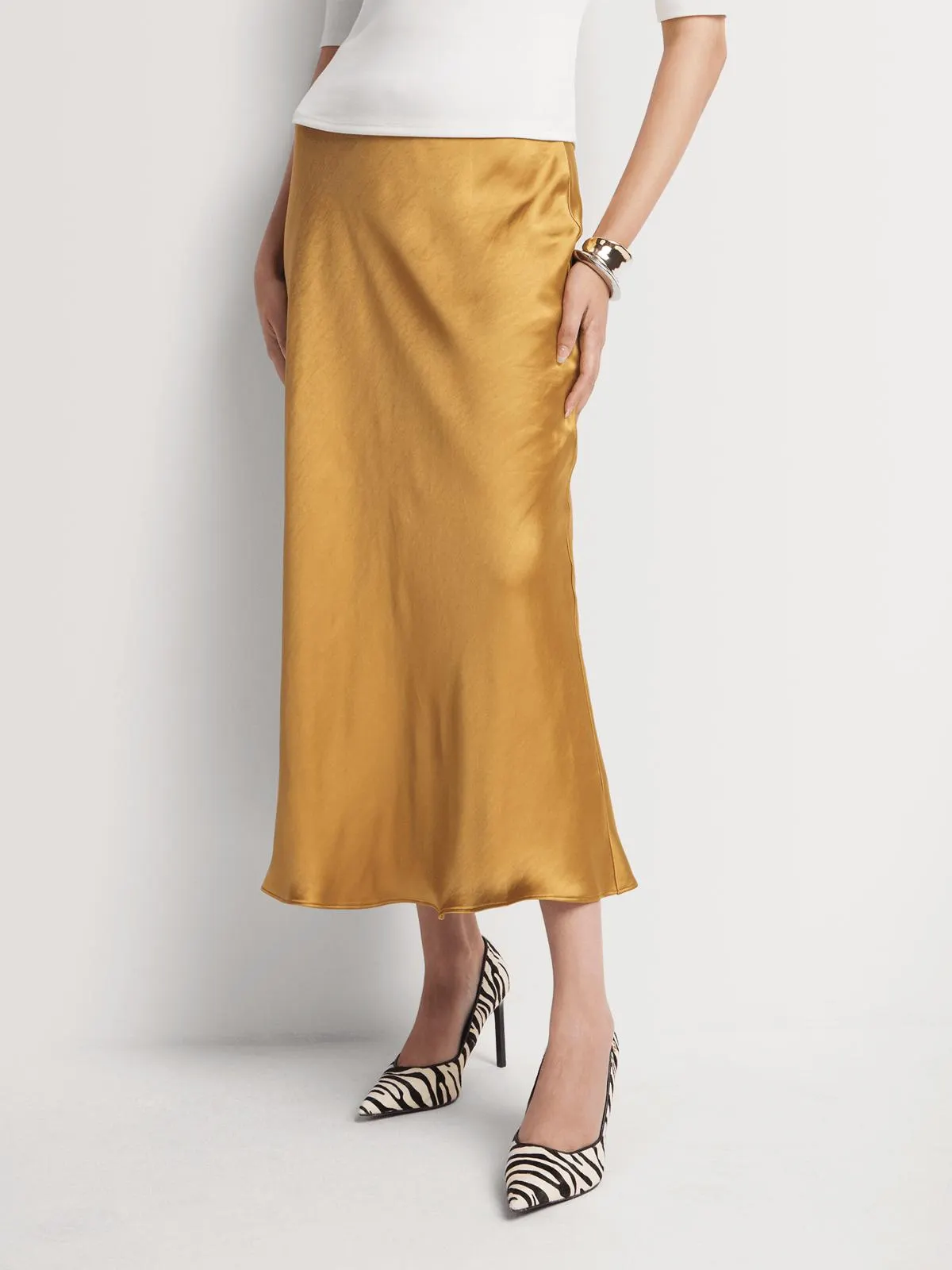 Washer Satin Bias Cut Maxi Skirt