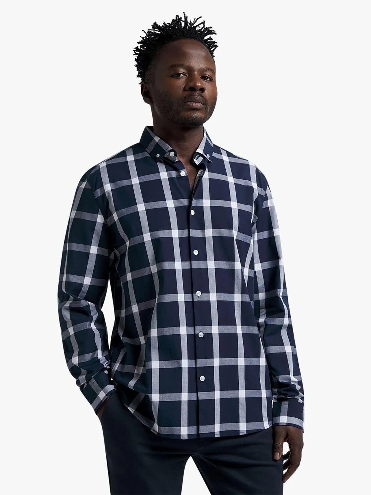Exact Men's Navy & White Check Shirt