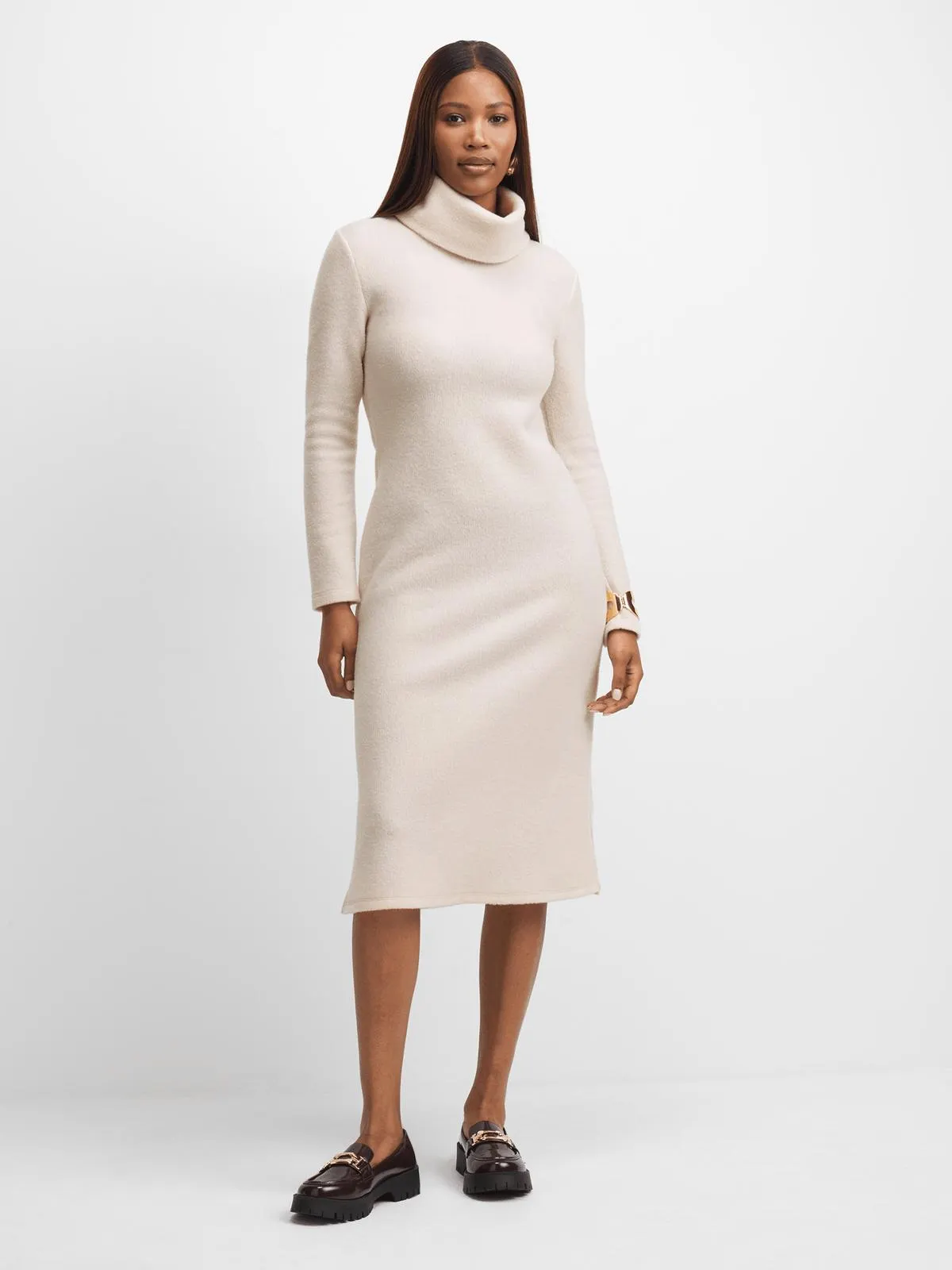 Exact Women's White Cowl-neck Dress