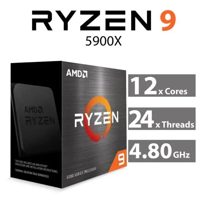 AMD Ryzen 9 5900X Vermeer 12-Core 3.70GHz AM4 105W 100-100000061WOF Desktop Processor