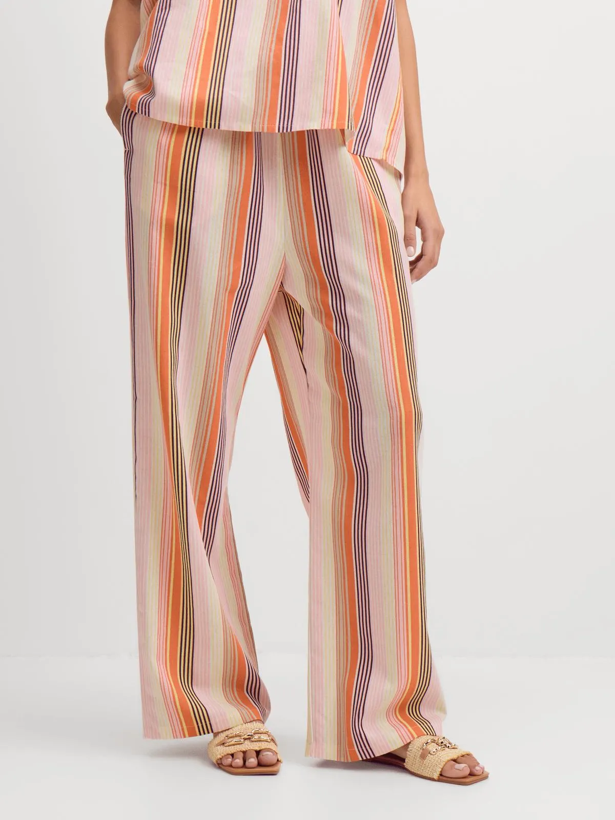 Exact Women's Pink & Orange Striped Relaxed Pants