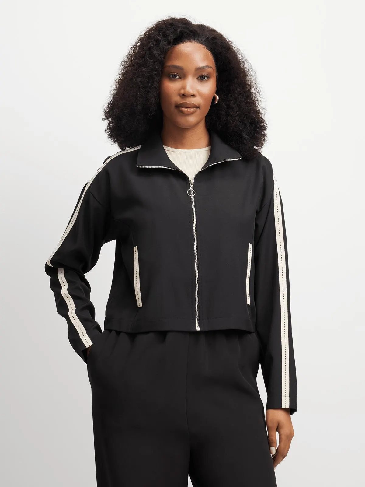 Jet Women's Black/Cream Zip Up Jacket