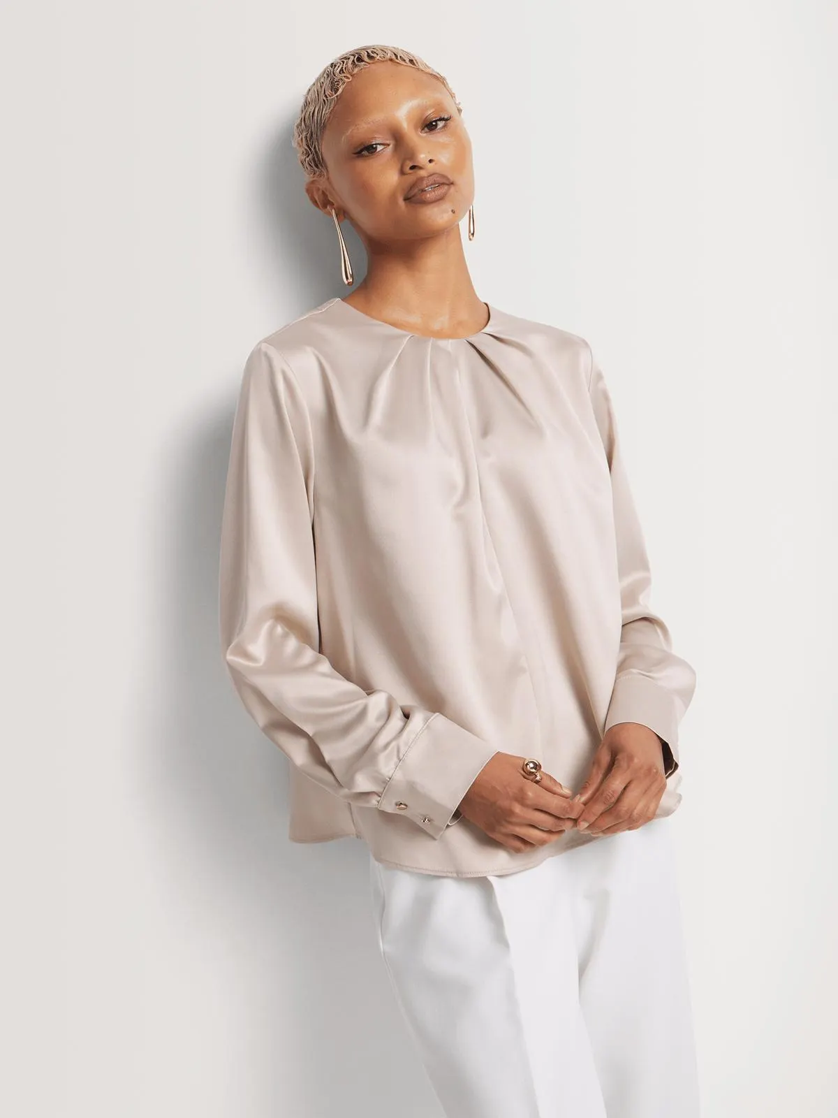 Pleated Neck Detail Blouse