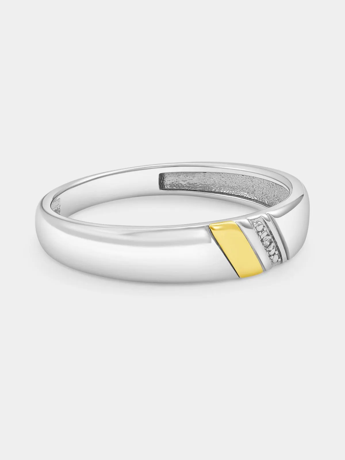 Yellow Gold & Sterling Silver Diamond Diagonal Channel Ring