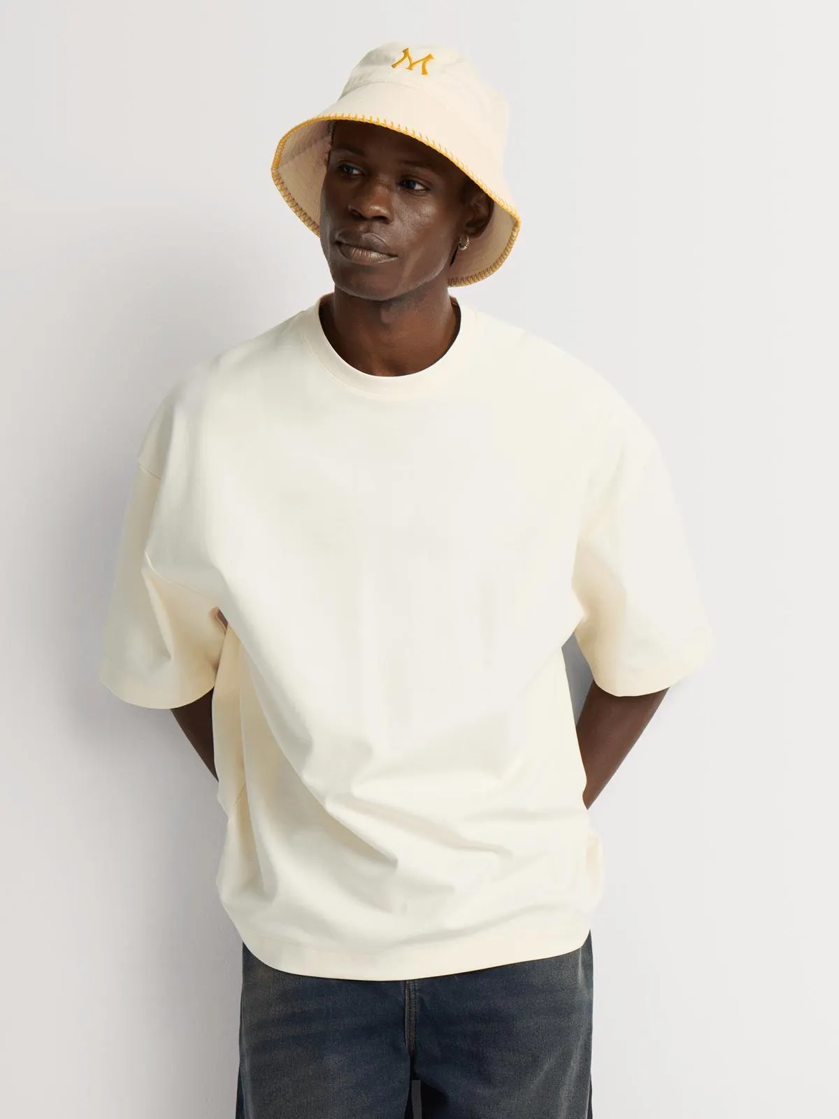 Markham Men's Heavy Weight Premium Cotton Plain Milk T-Shirt