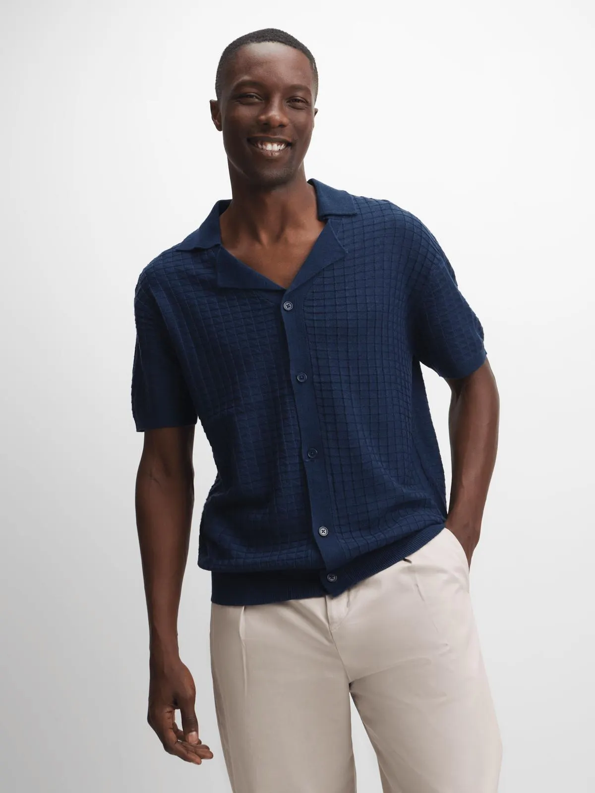 Jet Men's Navy Polo Cable Shirt