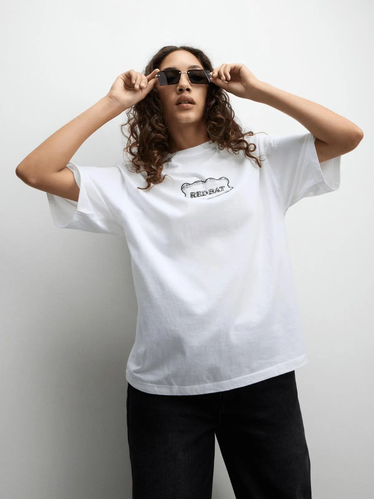 Redbat Women's Lace Print Graphic White T-Shirt