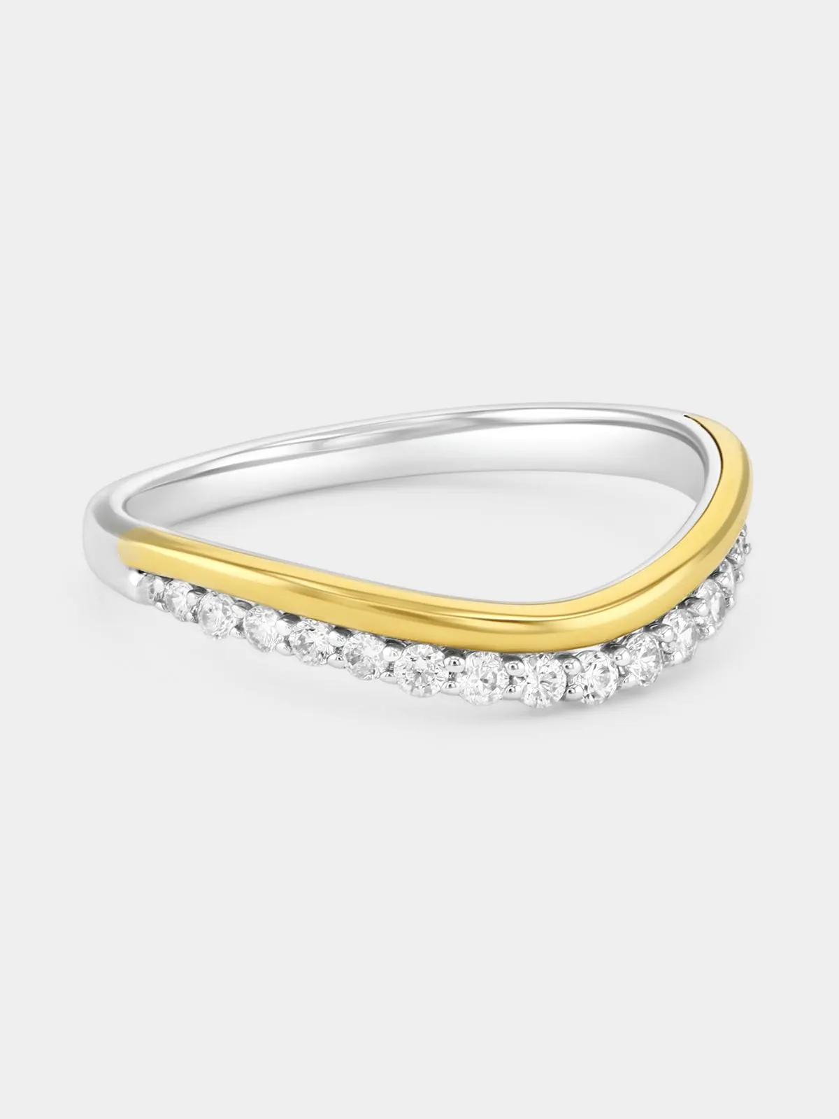 Sterling Silver & Yellow Gold 0.27ct Lab Grown Diamond Curved Ring