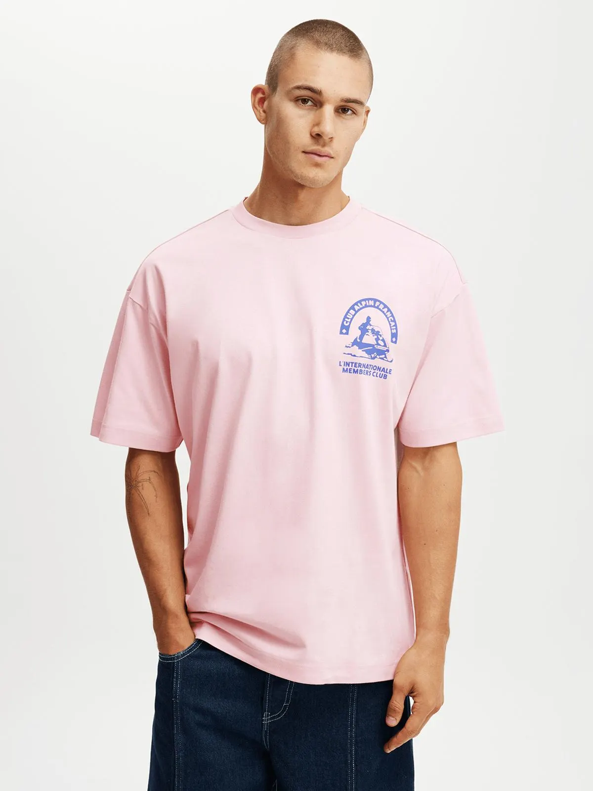 Men's Cotton On Pink Box Fit Graphic T-Shirt