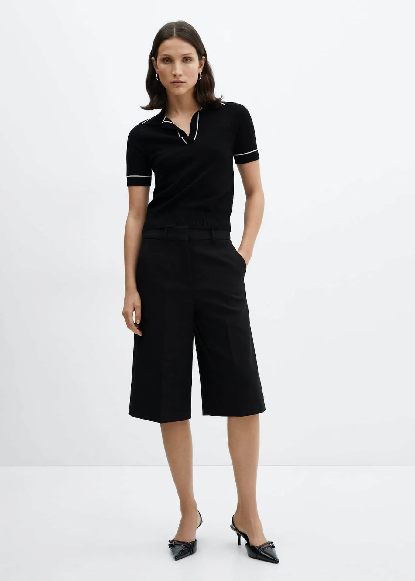 Knitted polo neck sweater