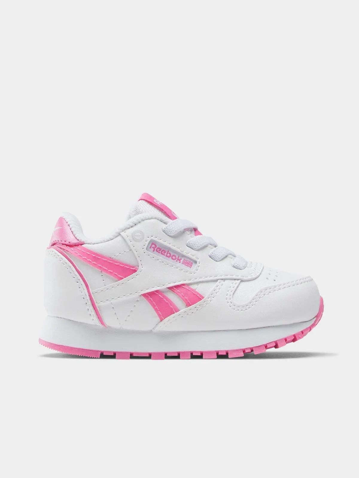 Reebok Toddlers Classic Leather Step N' Flash 2.0 White/Pink Sneaker