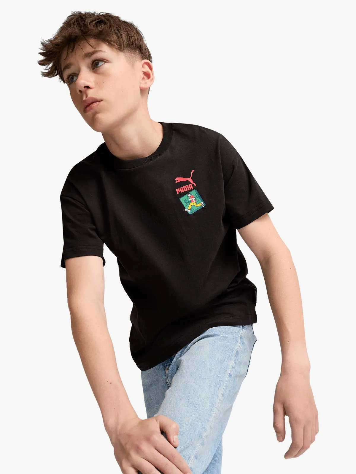 Puma Boys Youth Graphics Trailism Black T-Shirt