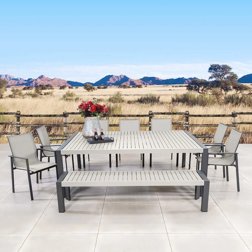 Palermo 10-Seater Dining Set With Bench (9-Piece)