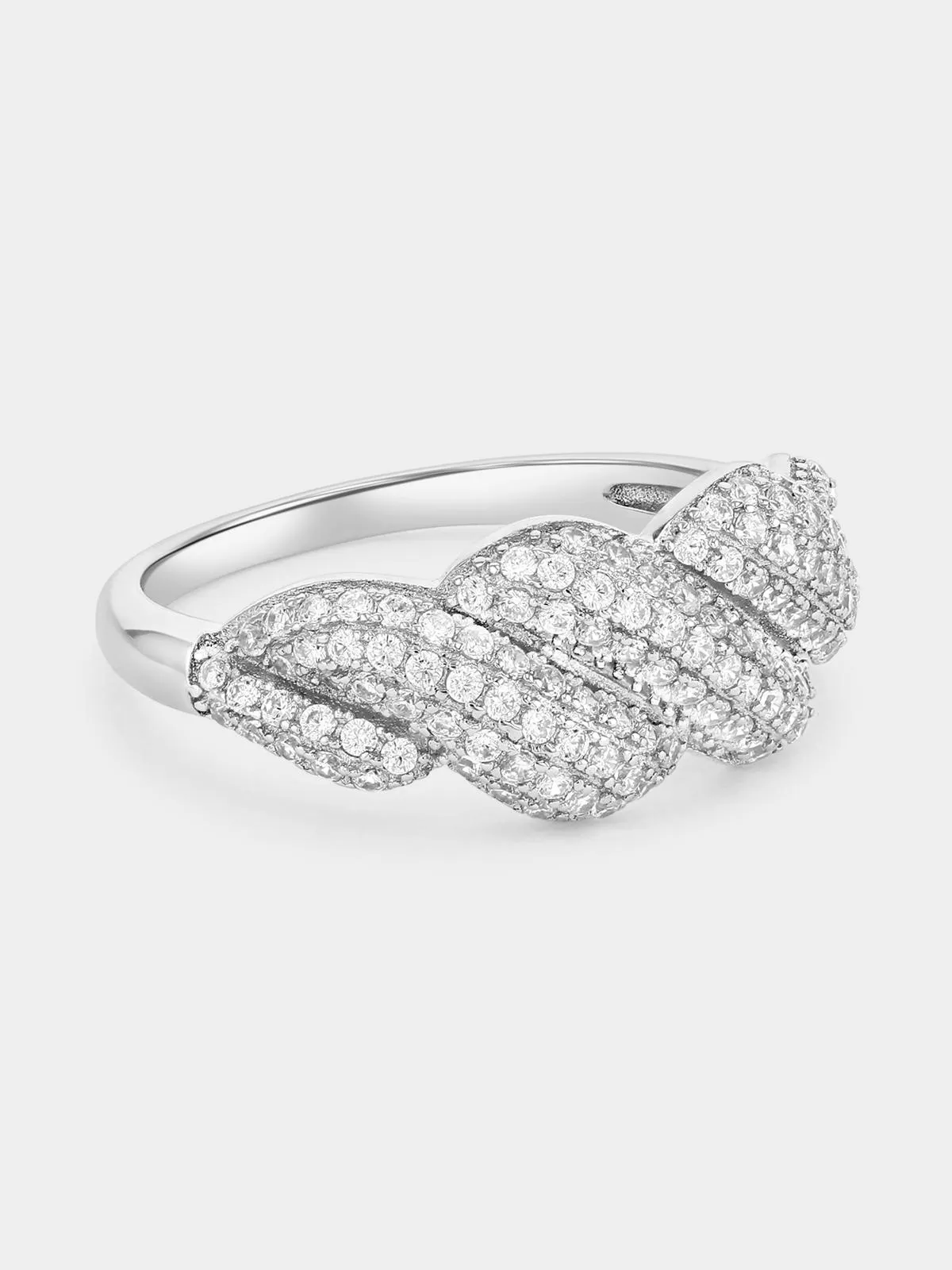 Sterling Silver Cubic Zirconia Multi-Stone Twisted Rope Ring