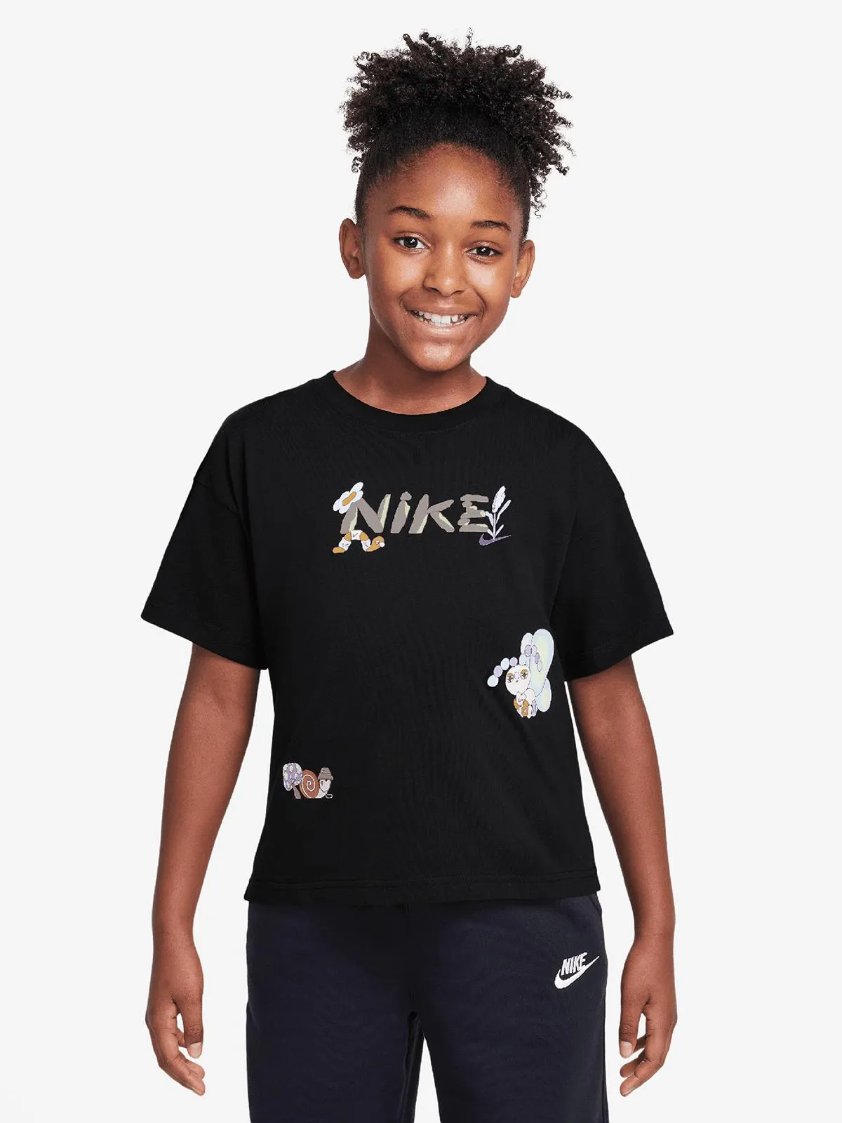 Nike Girls Youth Sportswear Seasonal Story Black T-shirt