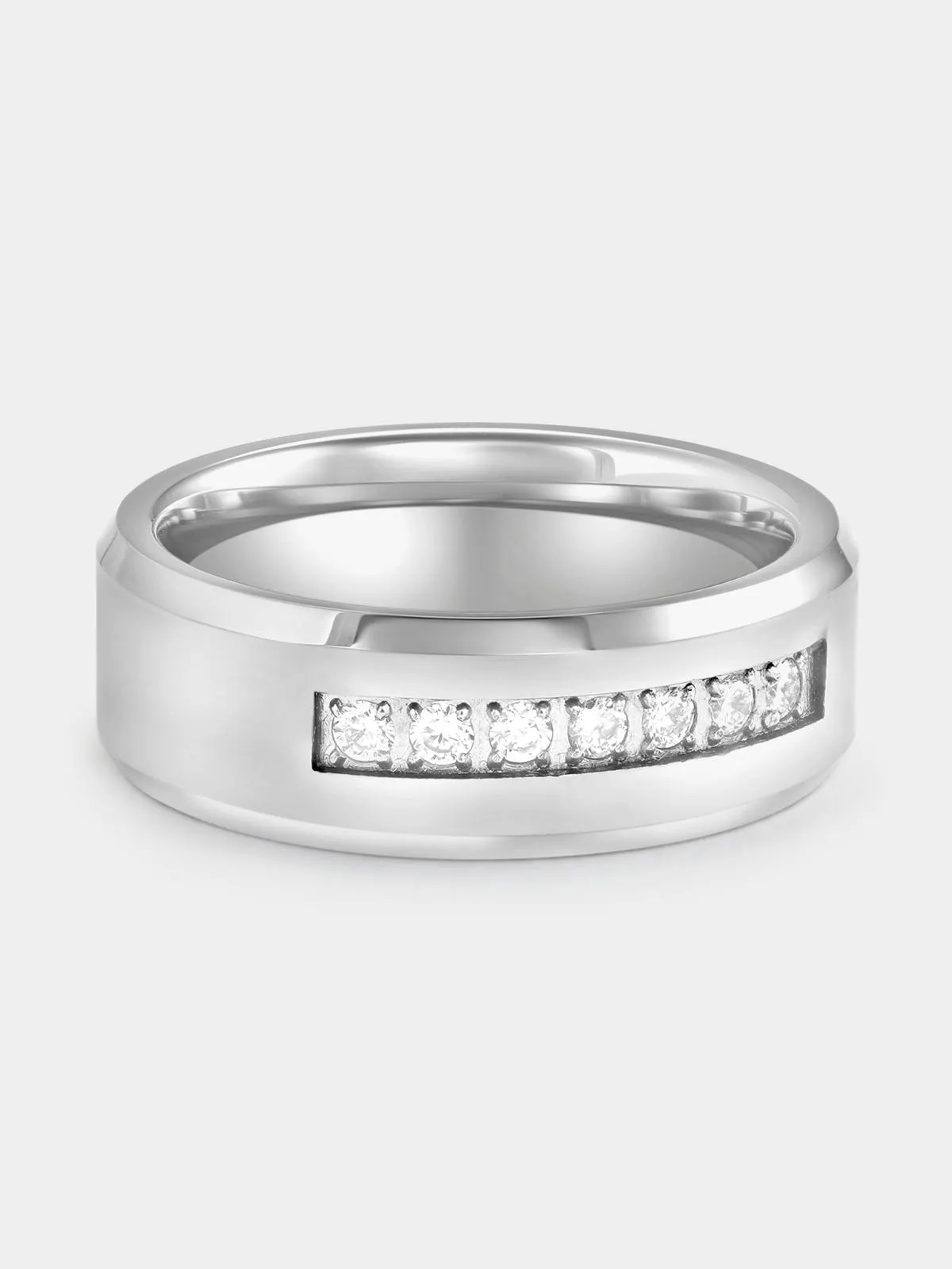 Black Plated Tungsten Lab Grown Diamond Channel Ring