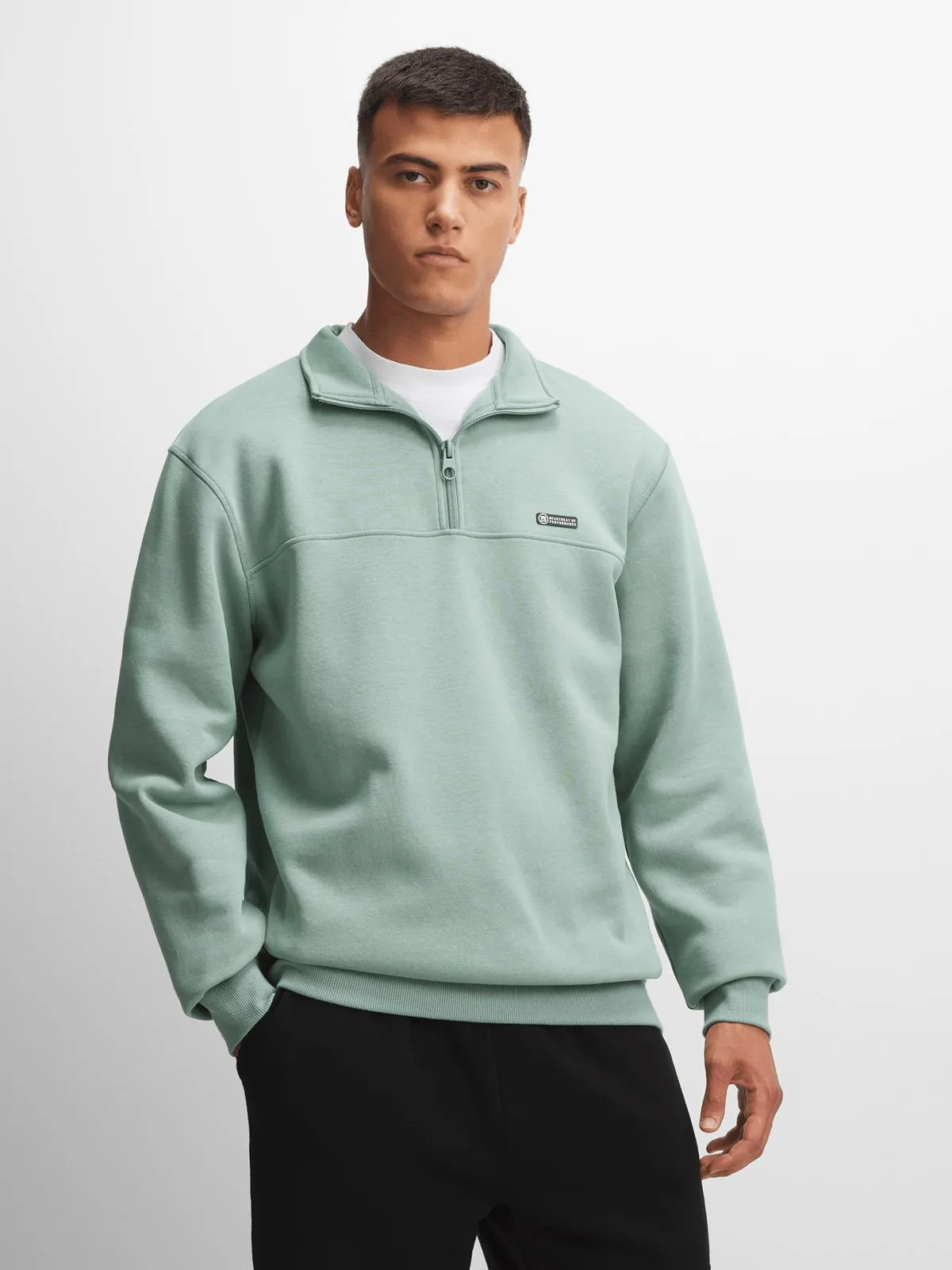 Mens TS 1/4 Zip Sage Funnel Sweat