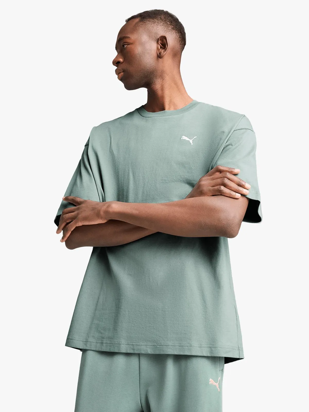 Puma Men's Wardrobe Essentials Green Oversized T-Shirt