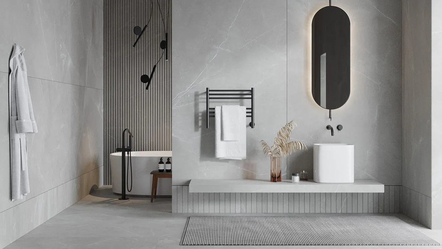 Jeeves Sorrento Matt Black Stainless Steel Heated Rail 520 x 450mm