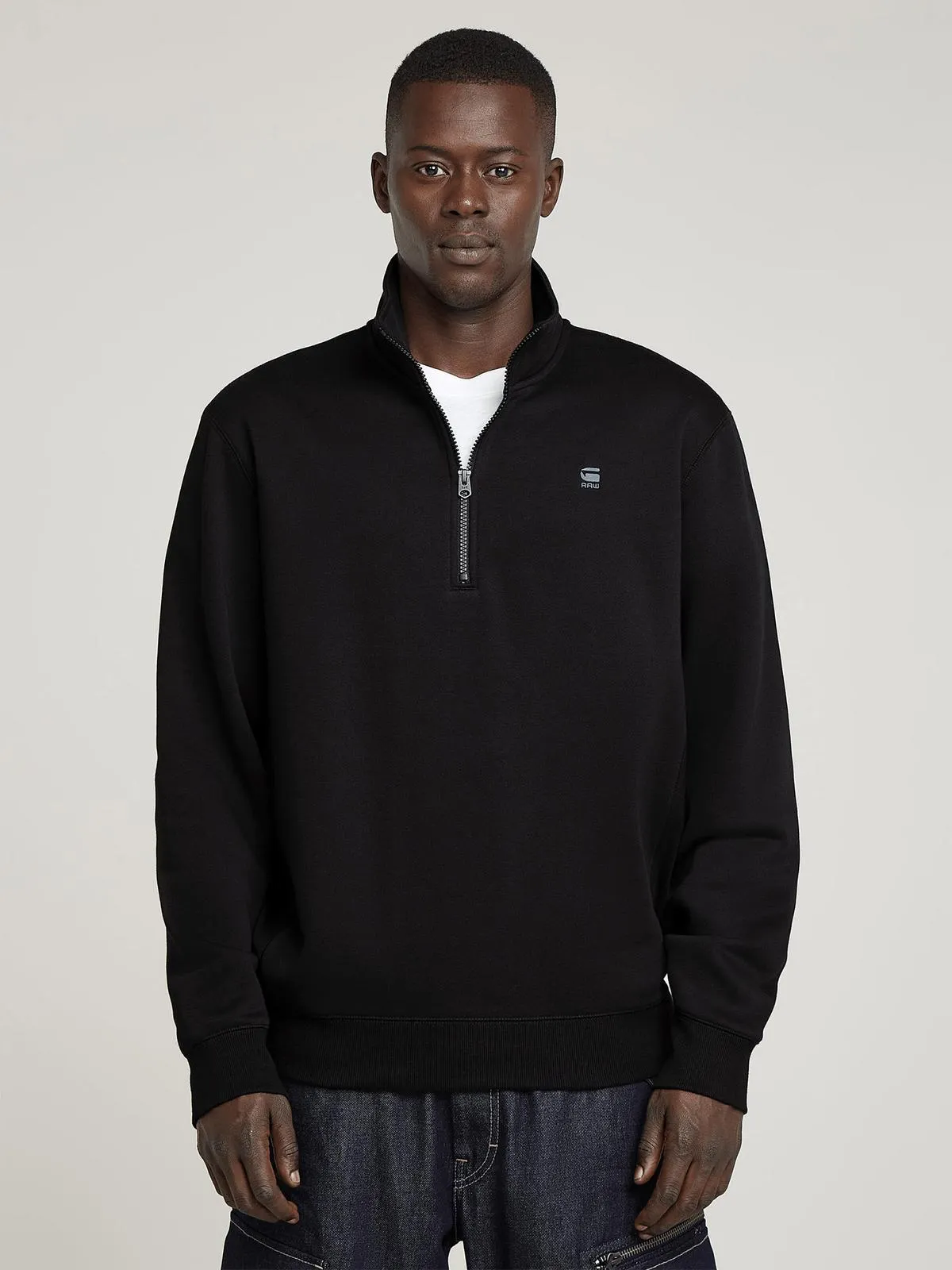 G-Star Men's Premium Core Half Zip Black Sweater