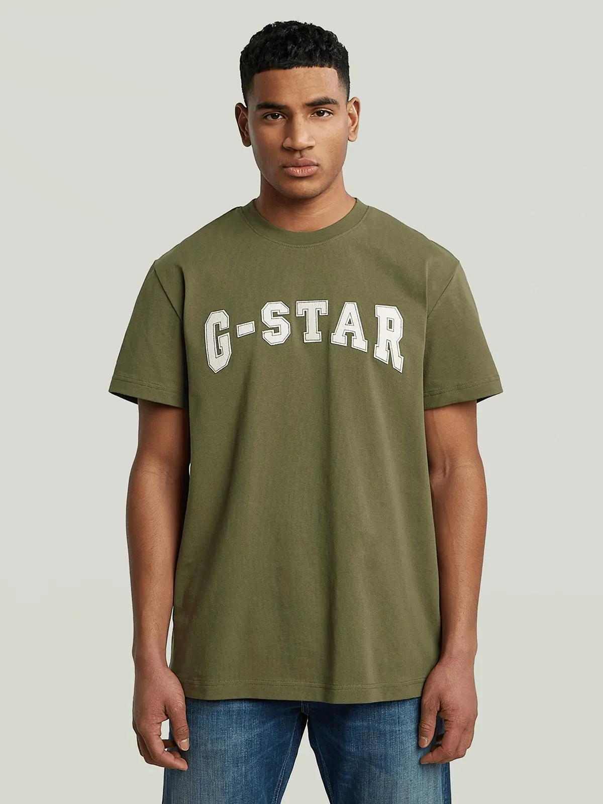 G-Star Men's Felt Logo Green T-Shirt