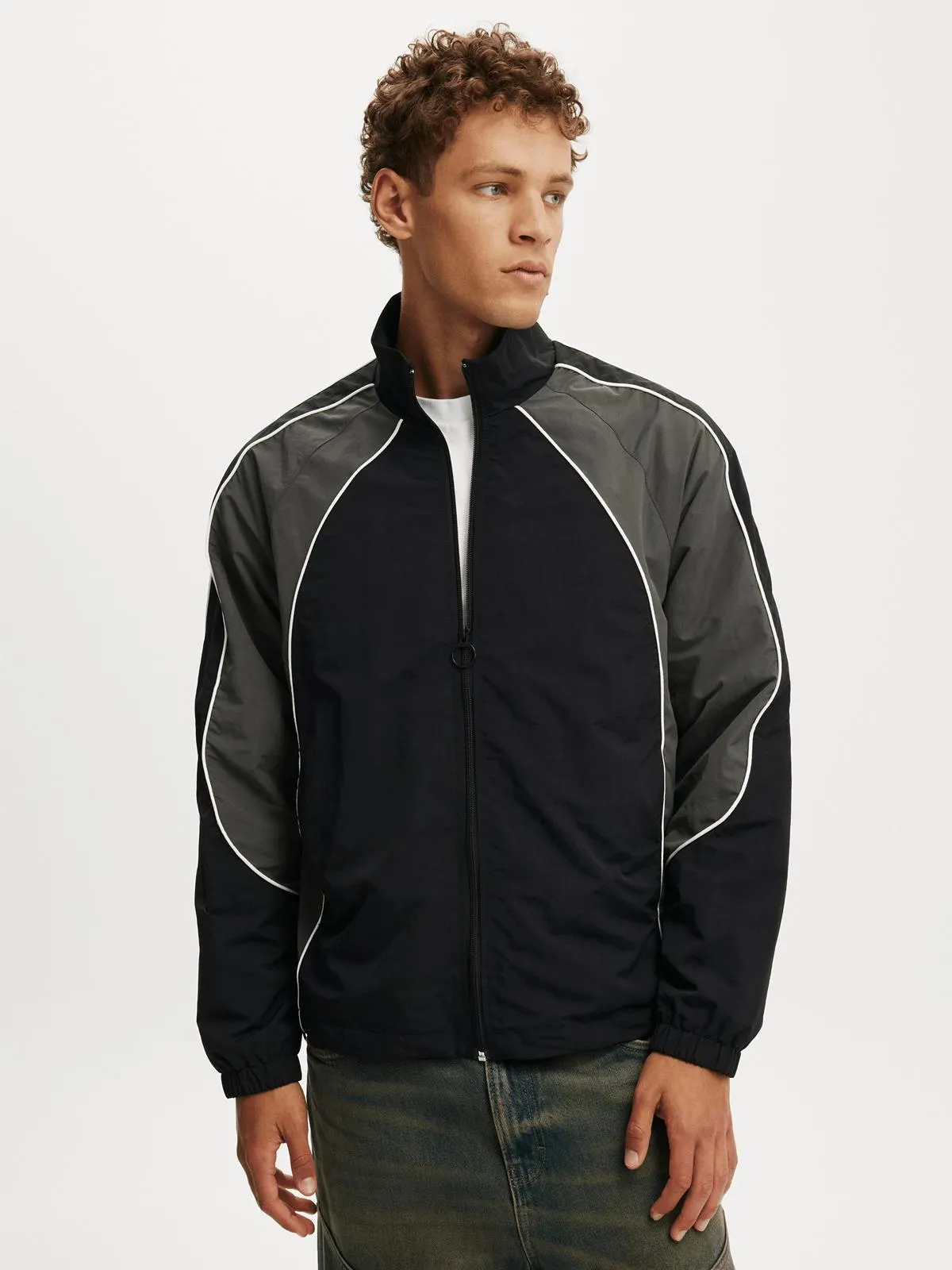 Men's Cotton On Black Panelled Spray Jacket