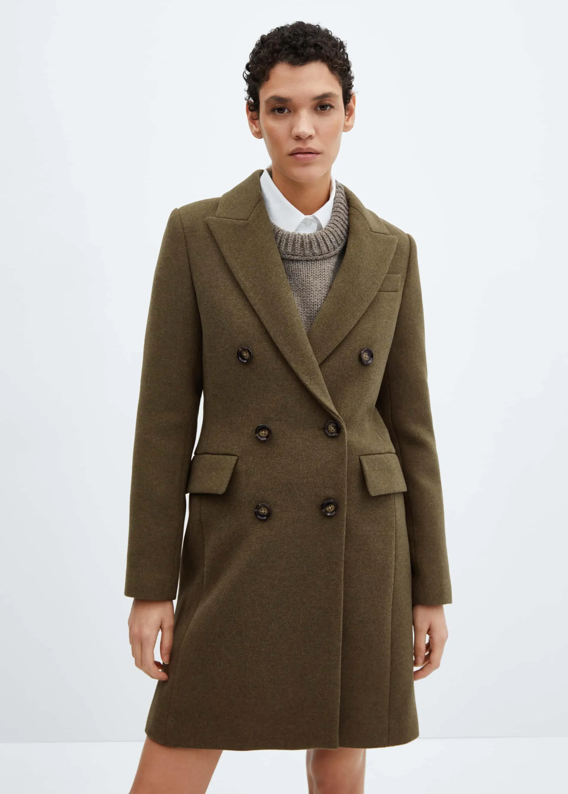 Double-breasted wool coat