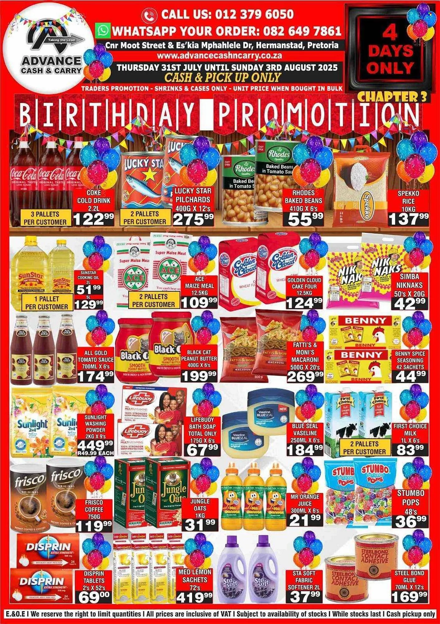 Advance Cash n Carry catalogue from 31 July to 3 August 2025 - Catalogue Page 1
