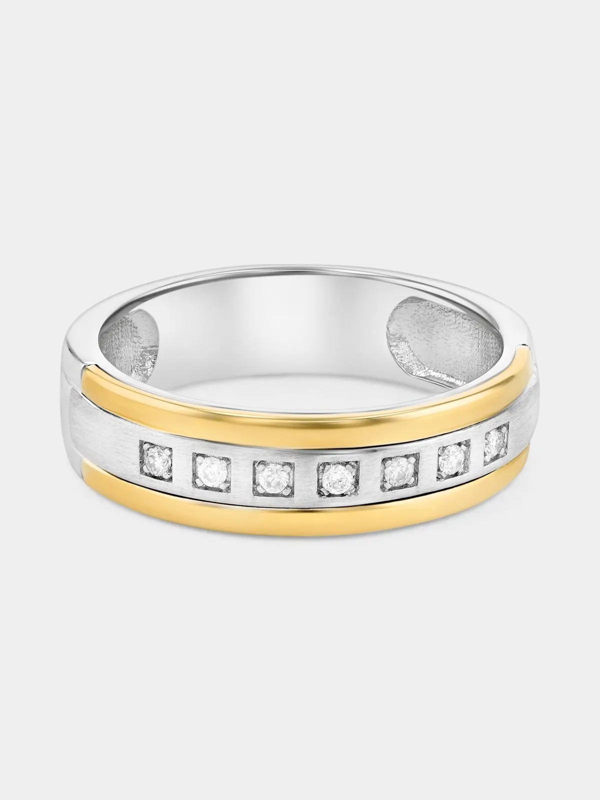 Yellow Gold & Sterling Silver Lab Grown Diamond Pavé Squares Ring