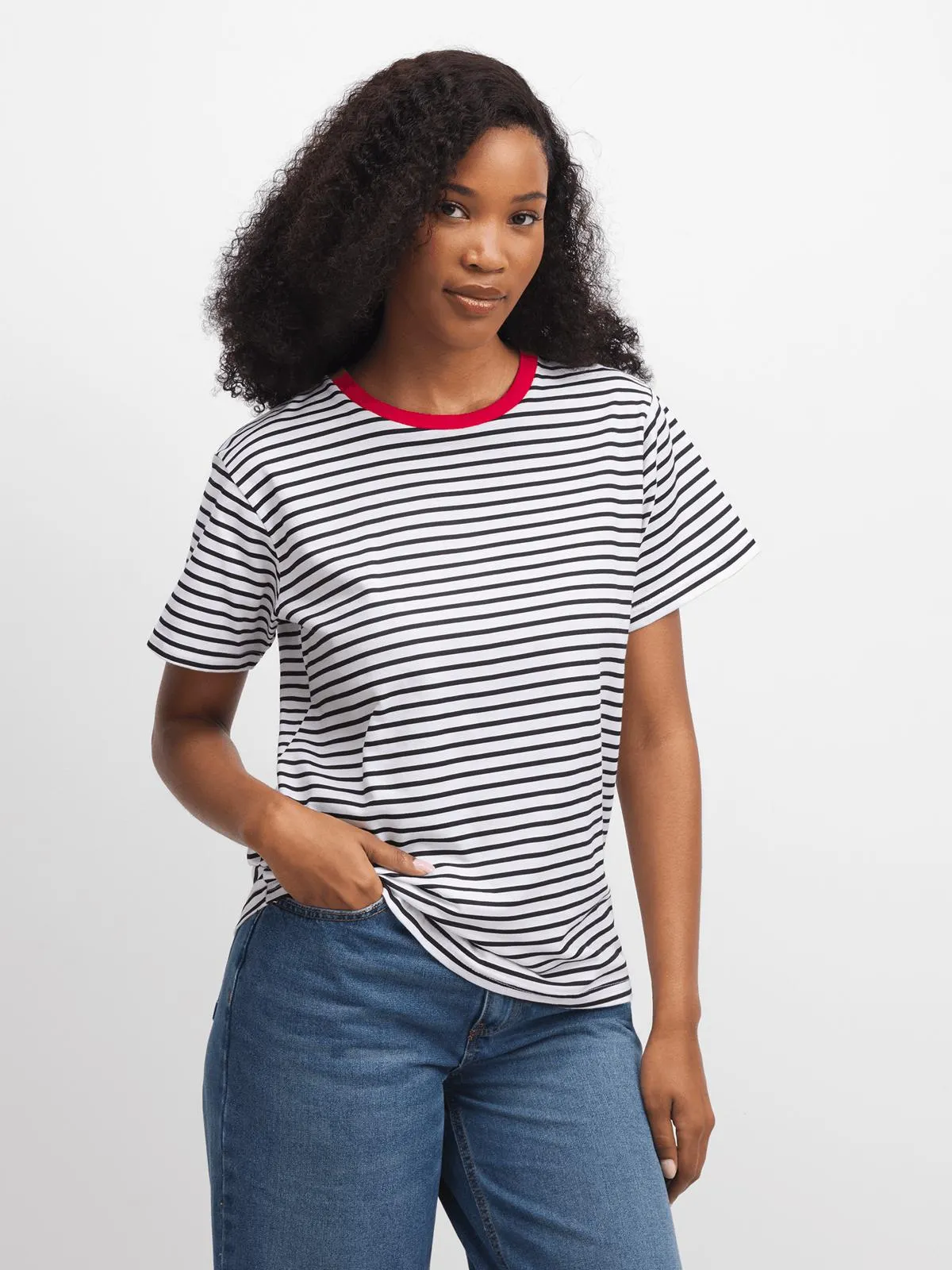 Jet Women's Black/White Stripe T-Shirt
