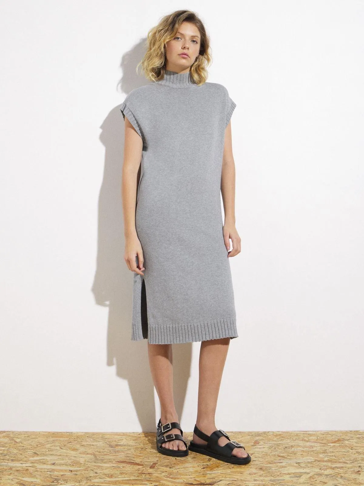 Women's Canvas Sleeveless Cotton Knitwear Column Dress