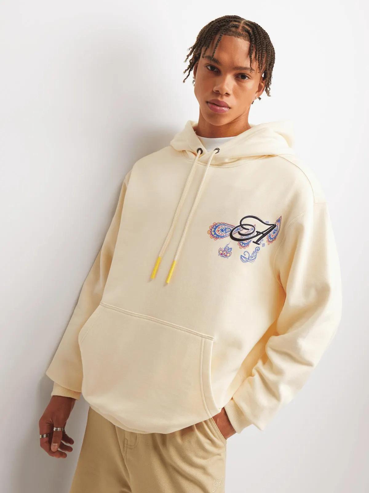 Archive Men's Paisley Embroidery Ecru Hoodie